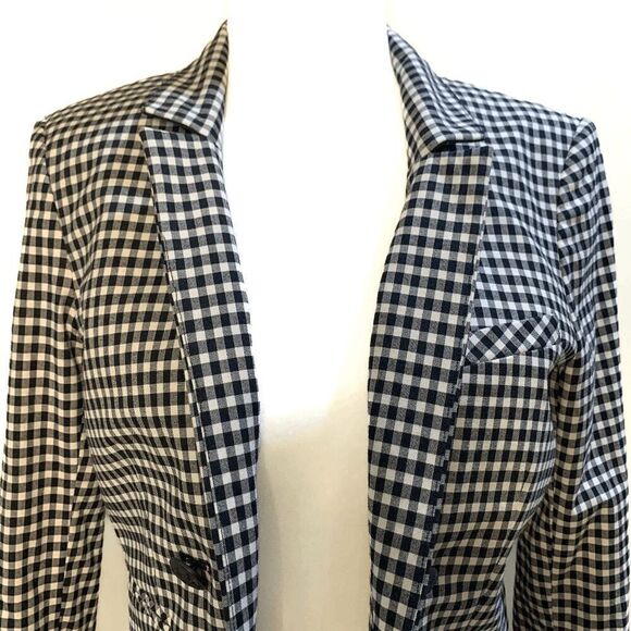 Veronica Beard Cottage Double Breasted Blazer Gingham Size 2 Black White Jacket - Picture 3 of 11